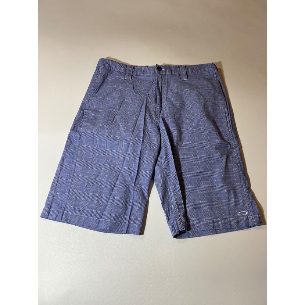 Oakley Golf Shorts Mens 34W Blue Excellent Glen Plaid Flat Front Athletic